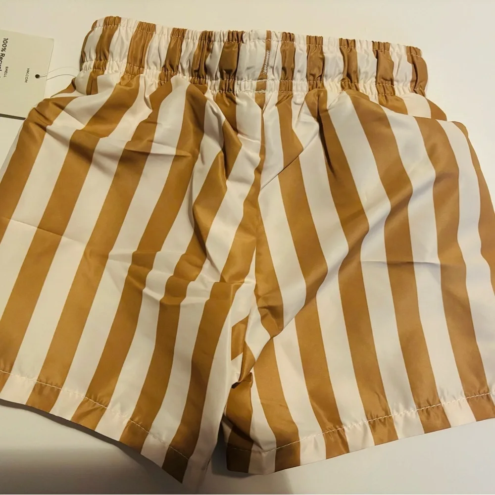 H&M Boys Striped Tan and White Shorts